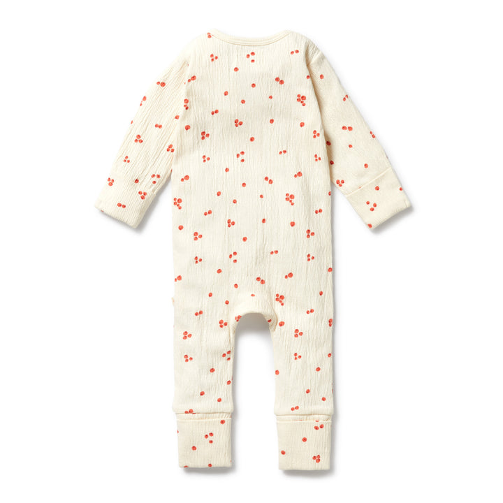 PRE-ORDER - Wilson & Frenchy Organic Crinkle Zipsuit with Feet - Jolly Holly