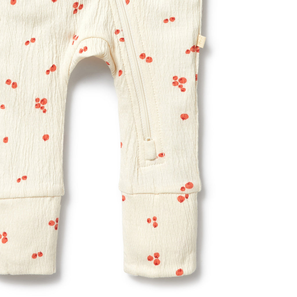 Wilson & Frenchy Organic Crinkle Zipsuit with Feet - Jolly Holly