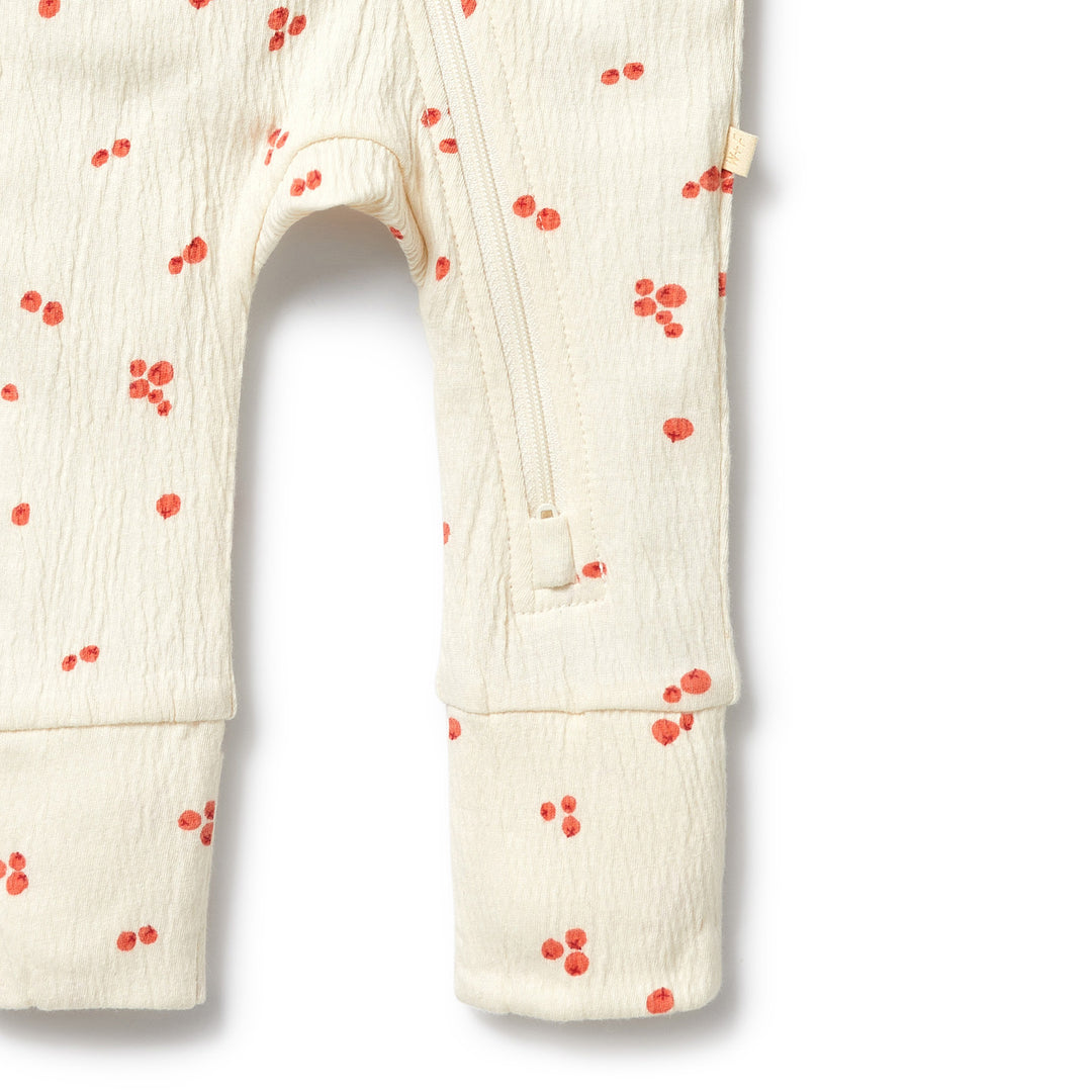 PRE-ORDER - Wilson & Frenchy Organic Crinkle Zipsuit with Feet - Jolly Holly