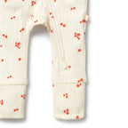 Organic Crinkle Zipsuit with Feet - Jolly Holly