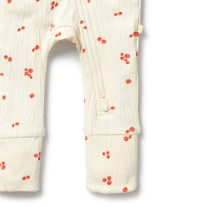 PRE-ORDER - Wilson & Frenchy Organic Crinkle Zipsuit with Feet - Jolly Holly
