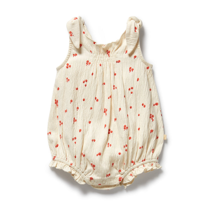 PRE-ORDER - Wilson & Frenchy Organic Crinkle Tie Playsuit - Jolly Holly
