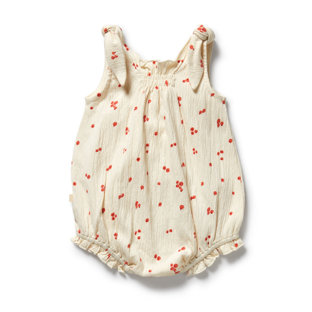 PRE-ORDER - Wilson & Frenchy Organic Crinkle Tie Playsuit - Jolly Holly