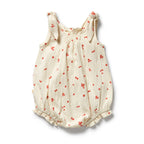 Organic Crinkle Tie Playsuit - Jolly Holly