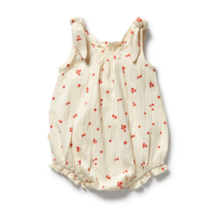 PRE-ORDER - Wilson & Frenchy Organic Crinkle Tie Playsuit - Jolly Holly
