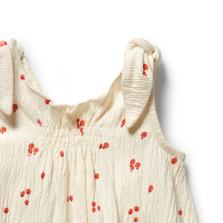 PRE-ORDER - Wilson & Frenchy Organic Crinkle Tie Playsuit - Jolly Holly