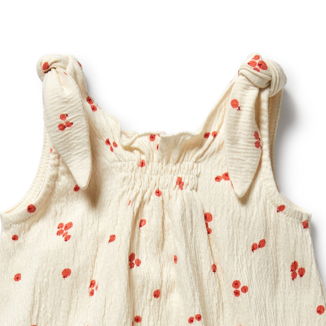 PRE-ORDER - Wilson & Frenchy Organic Crinkle Tie Playsuit - Jolly Holly