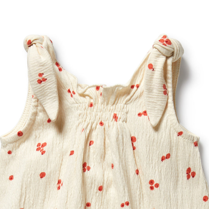 PRE-ORDER - Wilson & Frenchy Organic Crinkle Tie Playsuit - Jolly Holly
