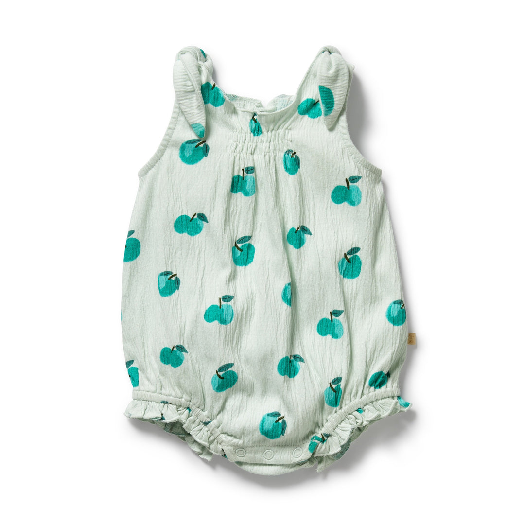 PRE-ORDER - Wilson & Frenchy Organic Tie Playsuit - Apple Papple