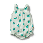 Organic Tie Playsuit - Apple Papple