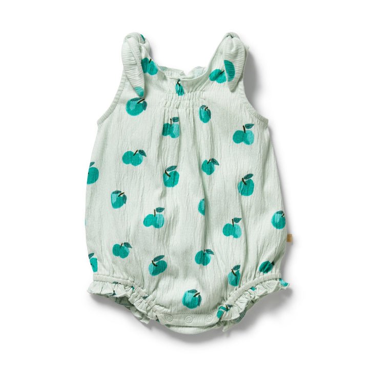 PRE-ORDER - Wilson & Frenchy Organic Tie Playsuit - Apple Papple