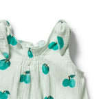 Organic Tie Playsuit - Apple Papple