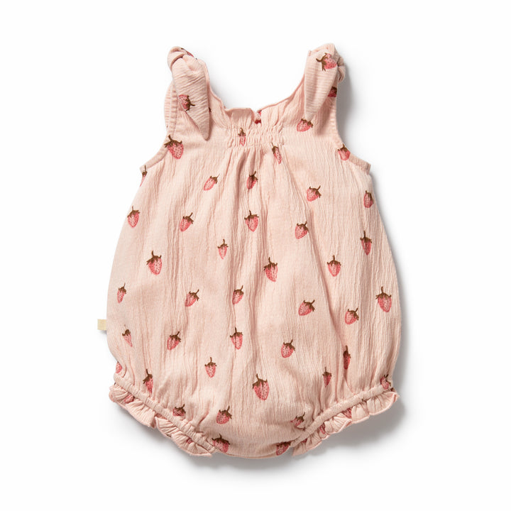 PRE-ORDER - Wilson & Frenchy Organic Tie Playsuit - Strawberry Kisses