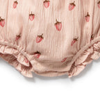 Organic Tie Playsuit - Strawberry Kisses