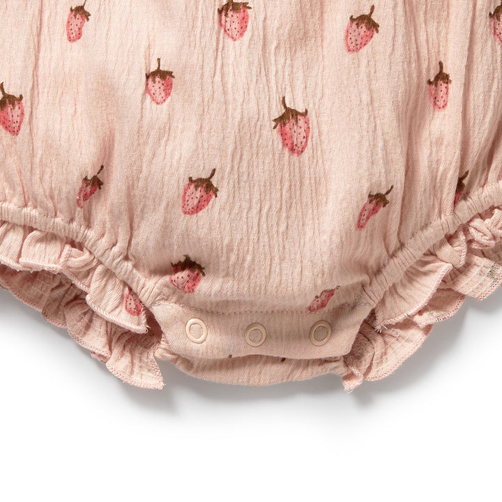 PRE-ORDER - Wilson & Frenchy Organic Tie Playsuit - Strawberry Kisses