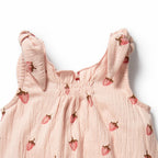 Organic Tie Playsuit - Strawberry Kisses