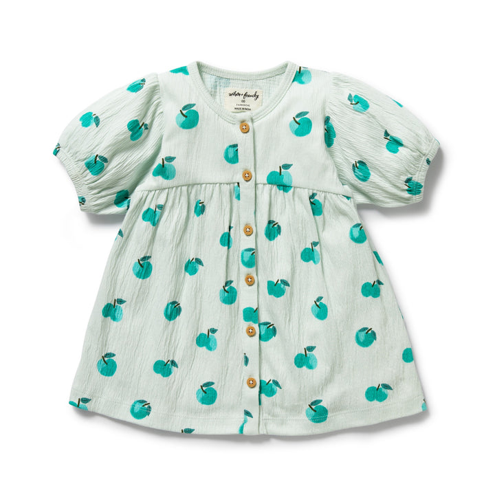 PRE-ORDER - Wilson & Frenchy Organic Button Dress - Apple Papple