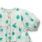 Organic Button Dress - Apple Papple