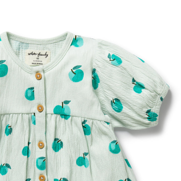 PRE-ORDER - Wilson & Frenchy Organic Button Dress - Apple Papple