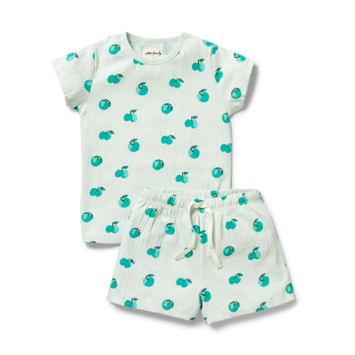 PRE-ORDER - Wilson & Frenchy Organic Short Sleeved Pyjamas - Apple Papple