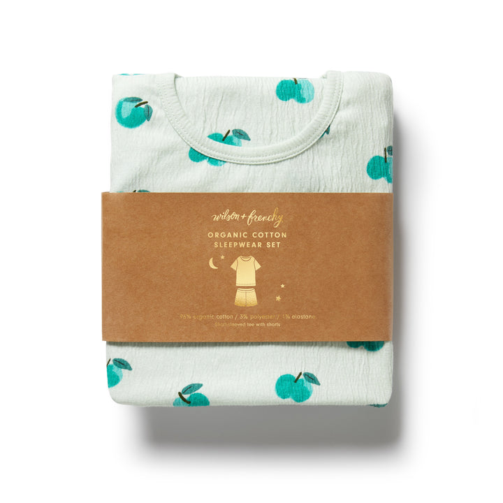 PRE-ORDER - Wilson & Frenchy Organic Short Sleeved Pyjamas - Apple Papple
