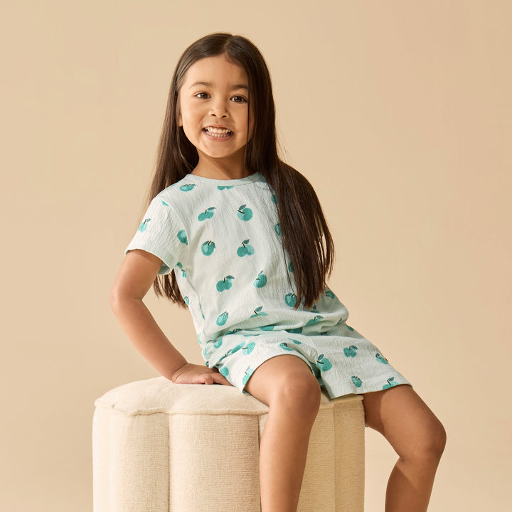 PRE-ORDER - Wilson & Frenchy Organic Short Sleeved Pyjamas - Apple Papple