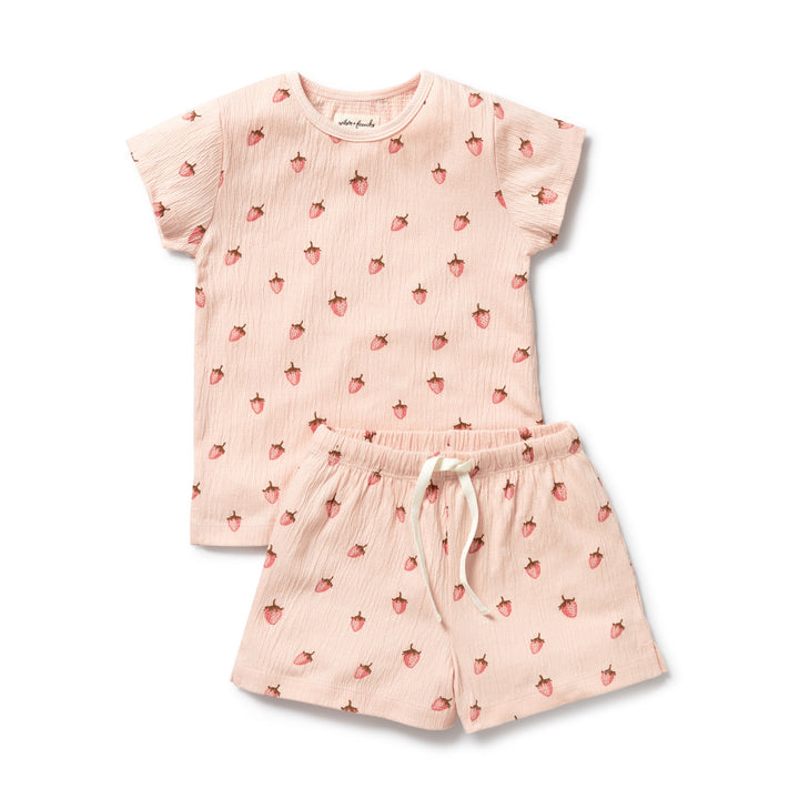 PRE-ORDER - Wilson & Frenchy Organic Short Sleeved Pyjamas - Strawberry Kisses