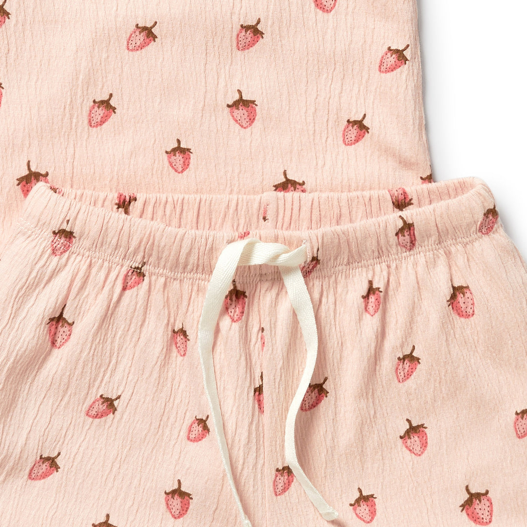 PRE-ORDER - Wilson & Frenchy Organic Short Sleeved Pyjamas - Strawberry Kisses