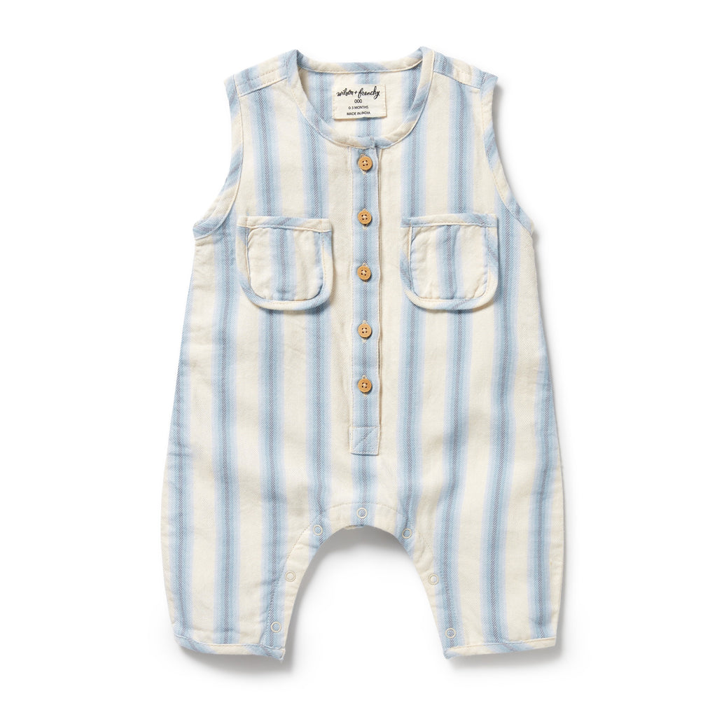 Wilson & Frenchy Organic Growsuit - Deep Blue Stripe