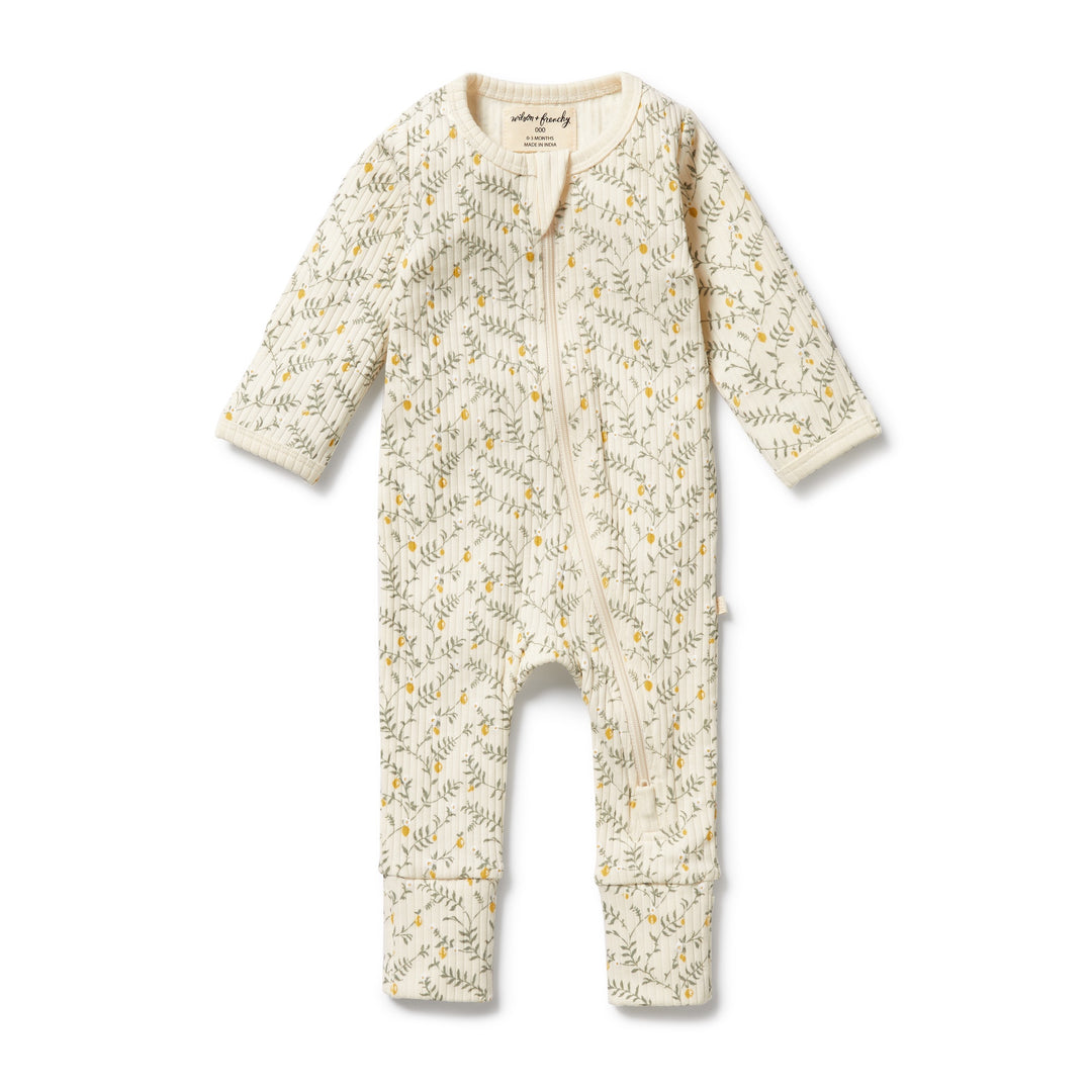 Wilson & Frenchy Organic Zipsuit with Feet - Lemon Leaf