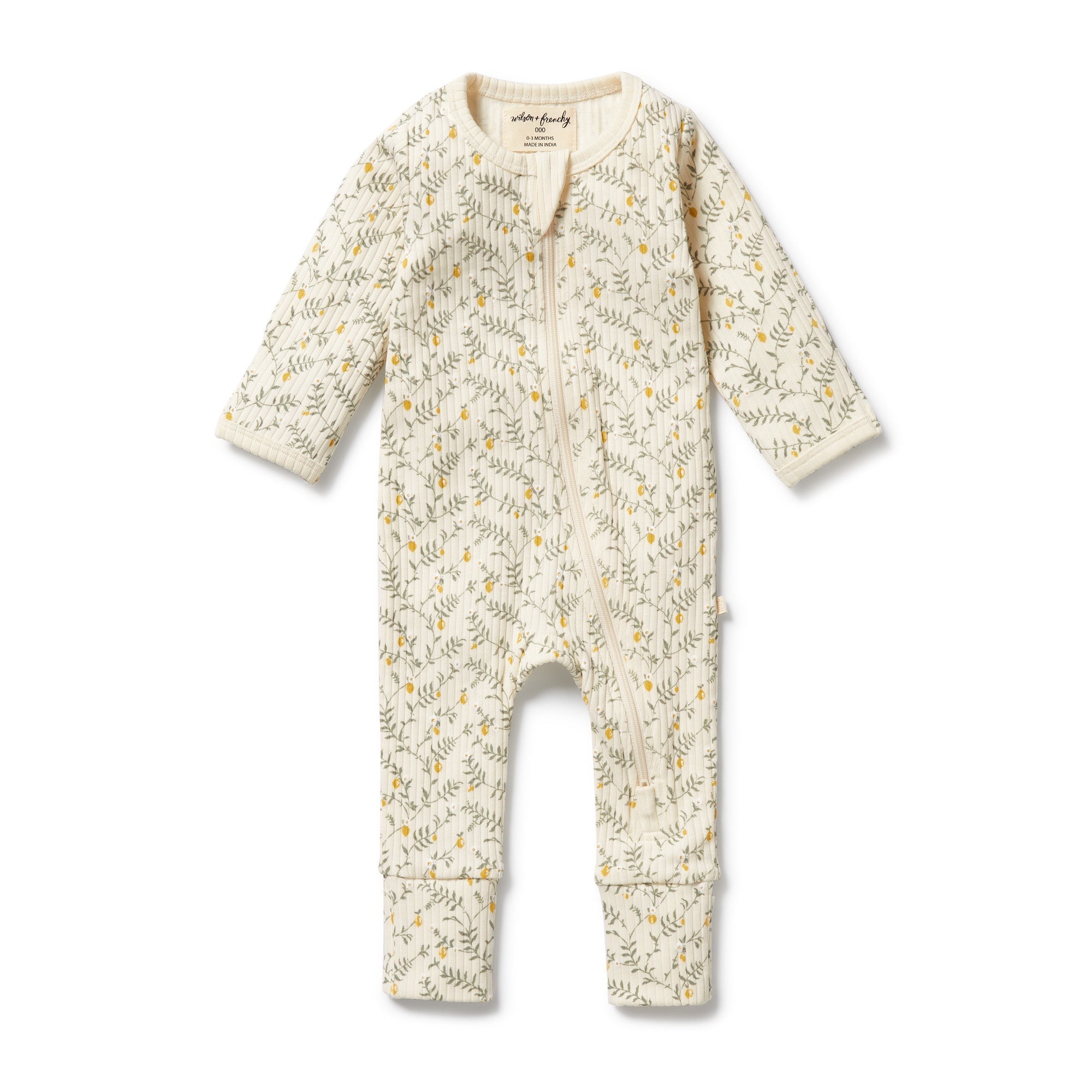 Wilson & Frenchy Organic Zipsuit with Feet - Lemon Leaf