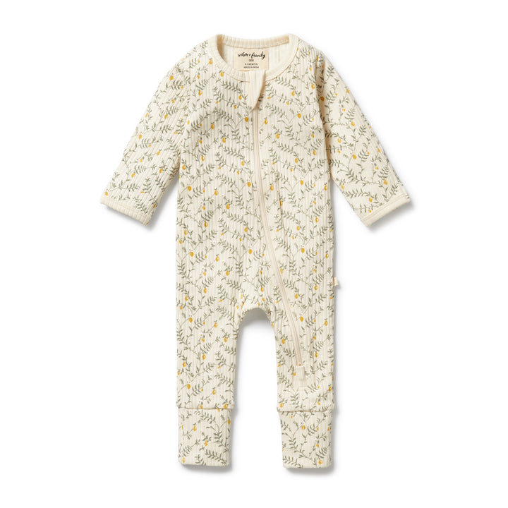 Wilson & Frenchy Organic Zipsuit with Feet - Lemon Leaf