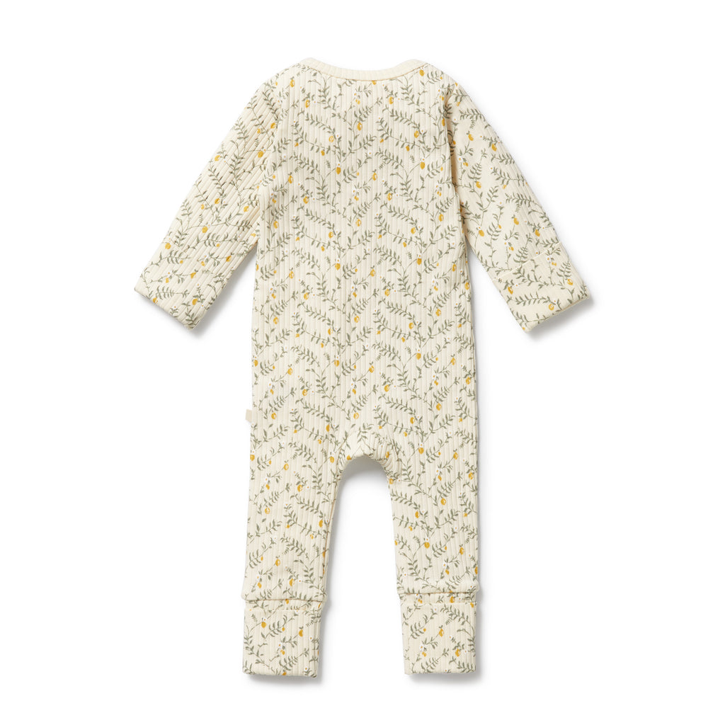 Wilson & Frenchy Organic Zipsuit with Feet - Lemon Leaf