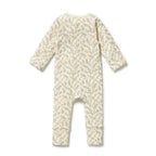 Organic Zipsuit with Feet - Lemon Leaf
