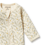 Organic Zipsuit with Feet - Lemon Leaf