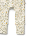 Organic Zipsuit with Feet - Lemon Leaf