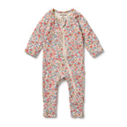 Organic Zipsuit with Feet - Summer Bloom