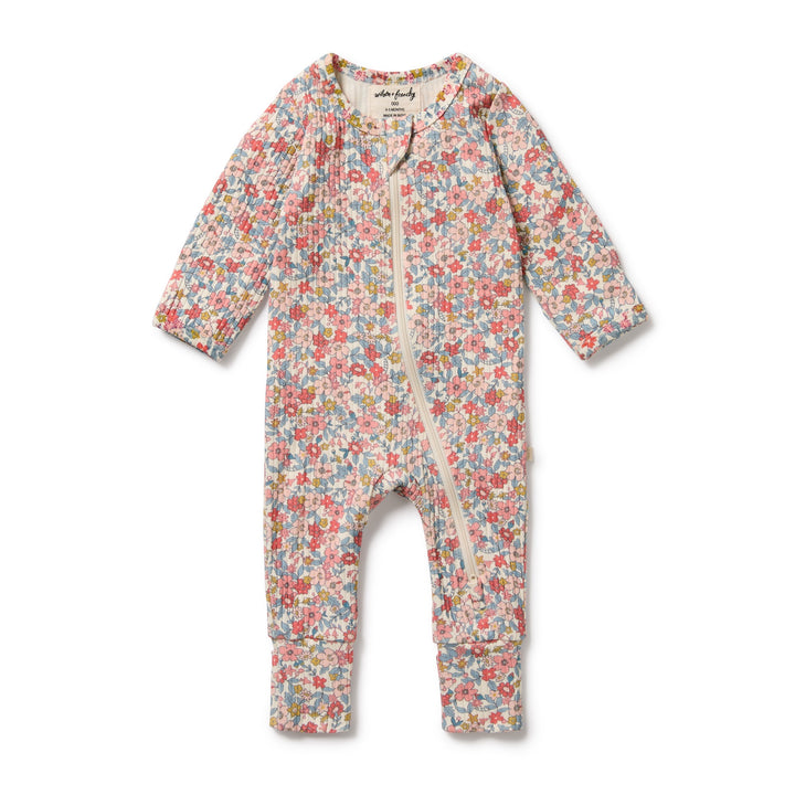Wilson & Frenchy Organic Zipsuit with Feet - Summer Bloom