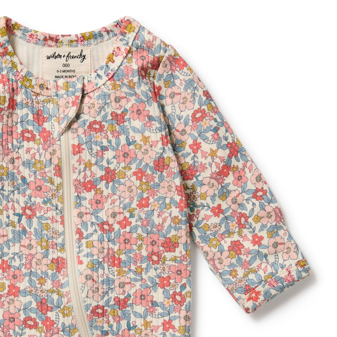Wilson & Frenchy Organic Zipsuit with Feet - Summer Bloom