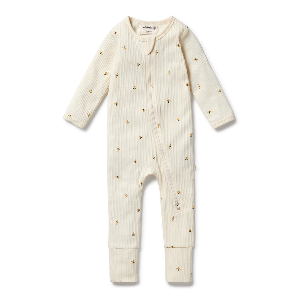 Wilson & Frenchy Organic Zipsuit with Feet - Bee Mine