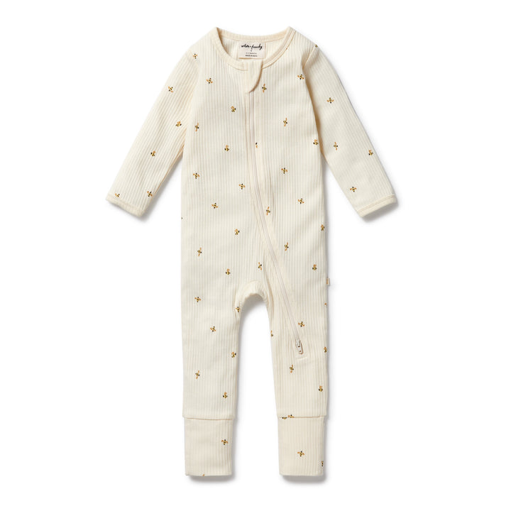 Wilson & Frenchy Organic Zipsuit with Feet - Bee Mine
