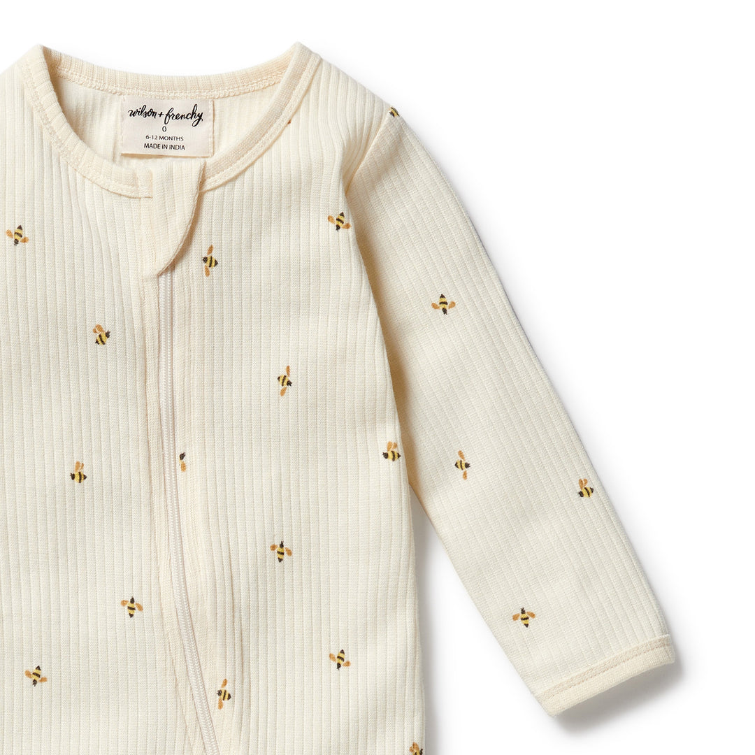 Wilson & Frenchy Organic Zipsuit with Feet - Bee Mine