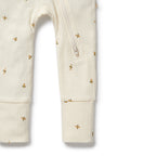 Organic Zipsuit with Feet - Bee Mine