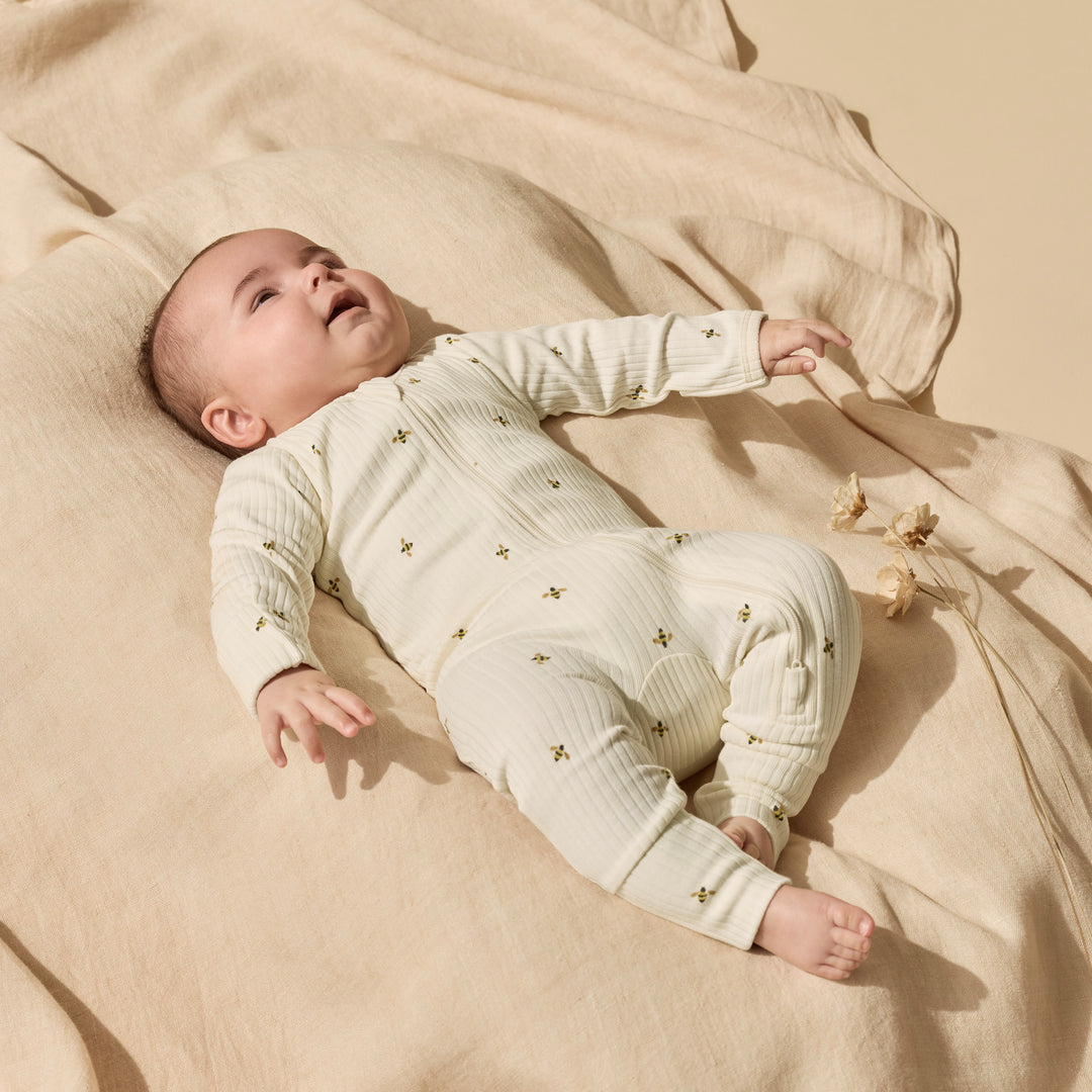 Wilson & Frenchy Organic Zipsuit with Feet - Bee Mine