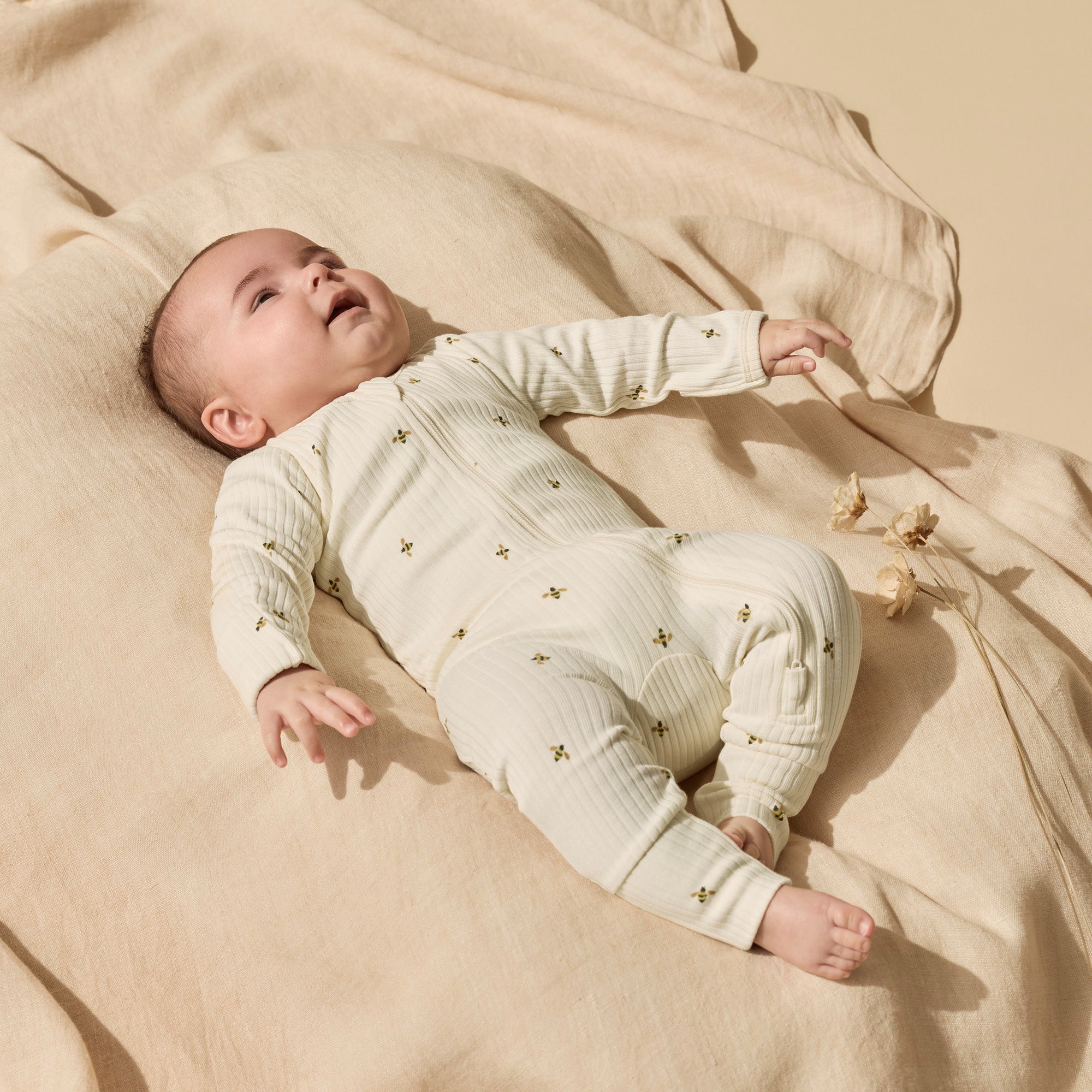 Wilson & Frenchy Organic Zipsuit with Feet - Bee Mine
