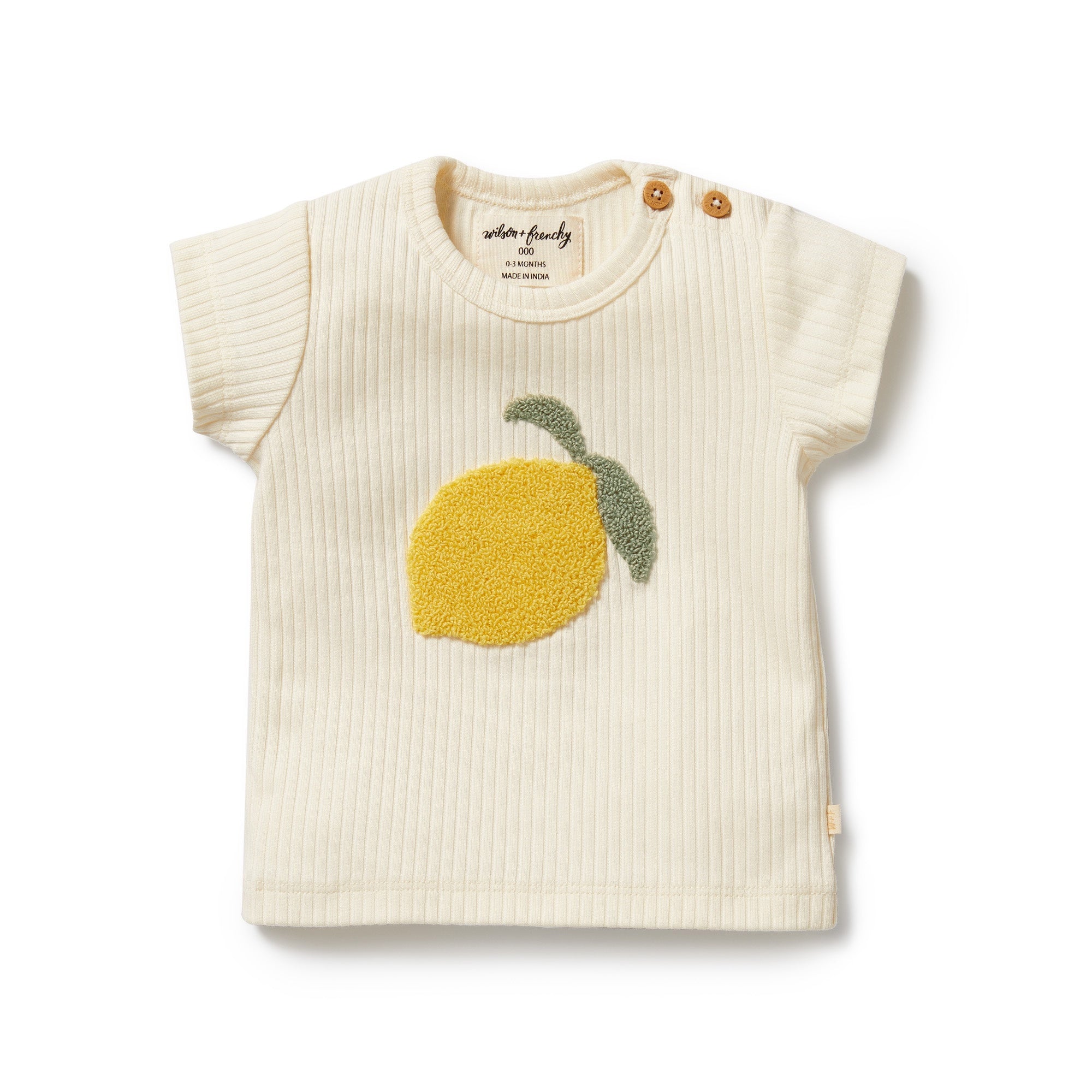 Wilson & Frenchy Embroidered Organic Tee - Lemon Leaf