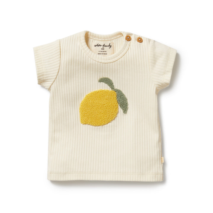 Wilson & Frenchy Embroidered Organic Tee - Lemon Leaf