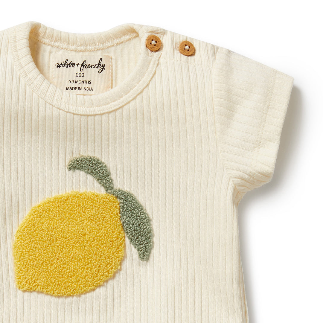 Wilson & Frenchy Embroidered Organic Tee - Lemon Leaf