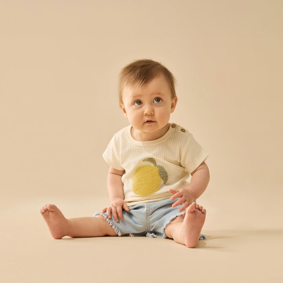 Wilson & Frenchy Embroidered Organic Tee - Lemon Leaf