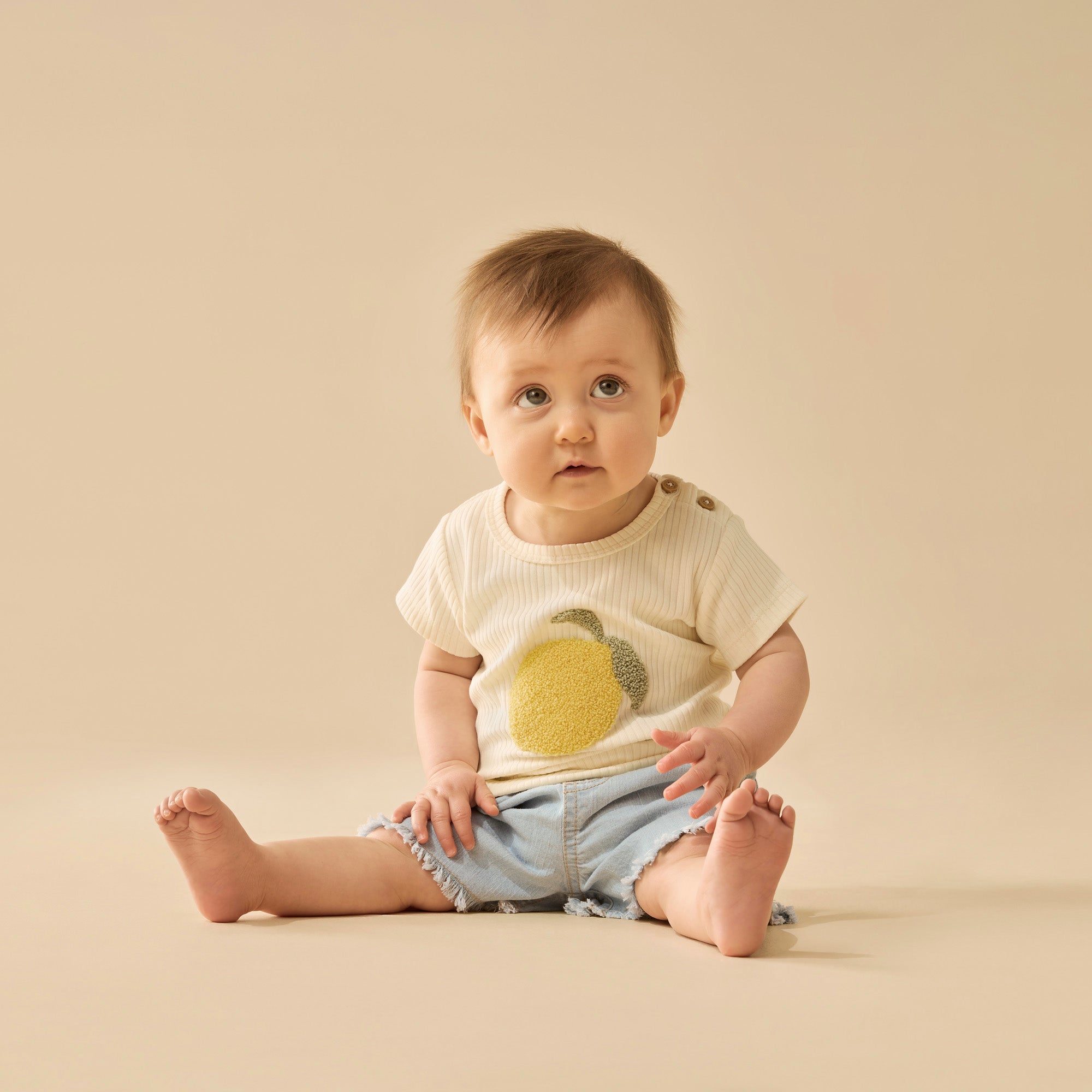 Wilson & Frenchy Embroidered Organic Tee - Lemon Leaf